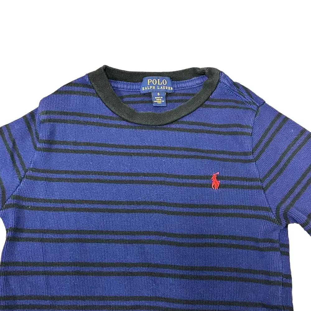 Polo Ralph Lauren Long Sleeve Boys Size 6 Blue/Black Striped